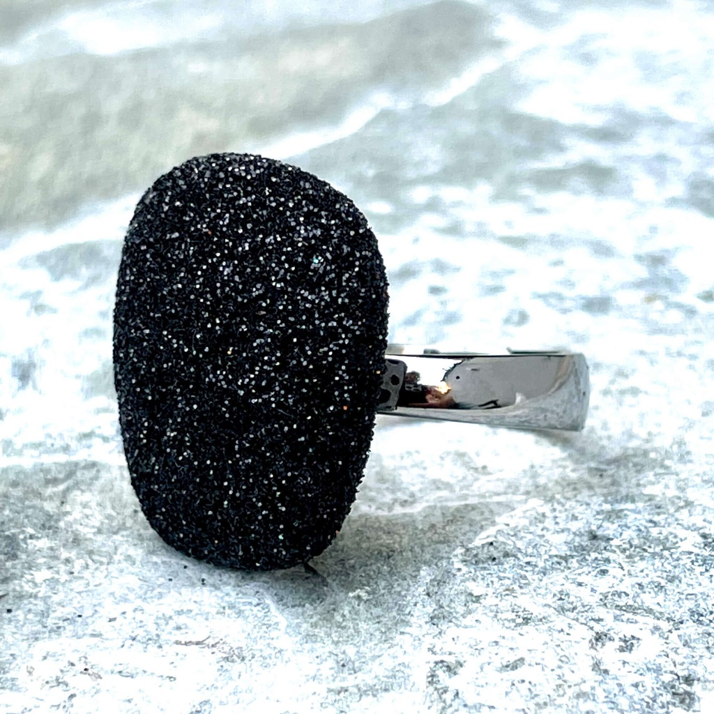 Schitterende zwarte ring van sterling zilver