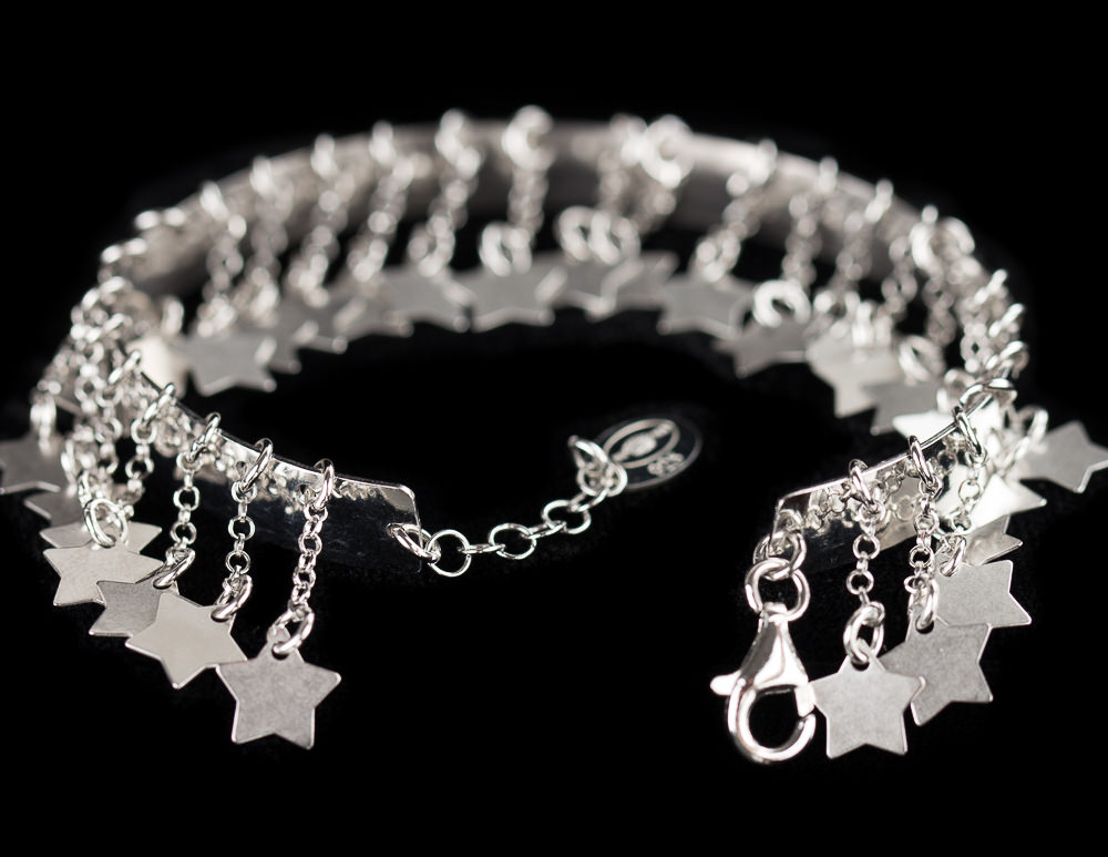 Zilveren slavenarmband met sterretjes