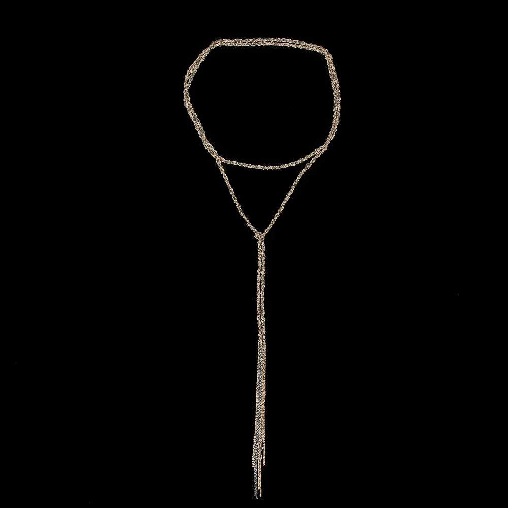 Dunne 2 kleurige sjaalketting, rosé en grijs