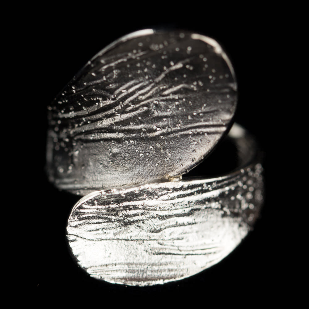 Tweekleurige schitterende ring, zilver en grijs