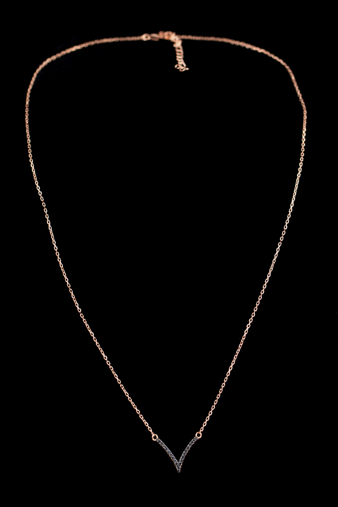 Ketting van rosé met zwarte zirkonia steentjes