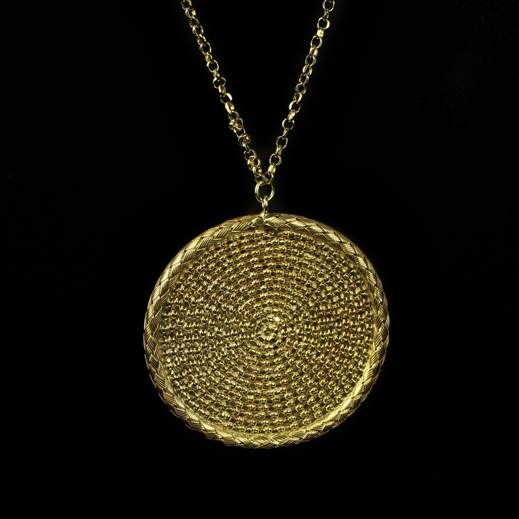 Lang verguld collier met een ronde hanger