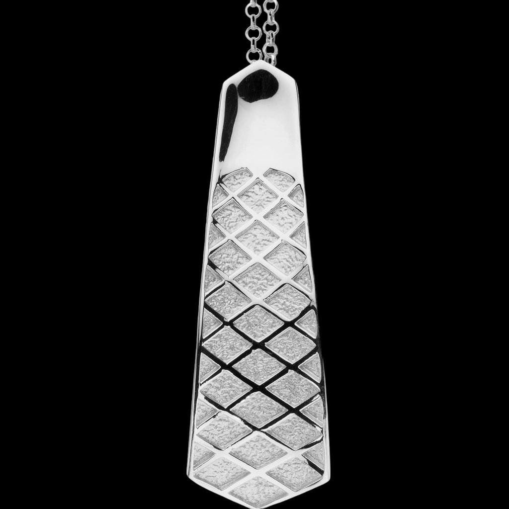 Zilveren ruitjes hanger van mat gepolijst zilver