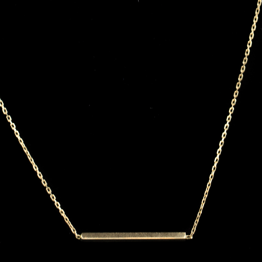 Gouden ketting met fijn staafje als hanger, 18Kt