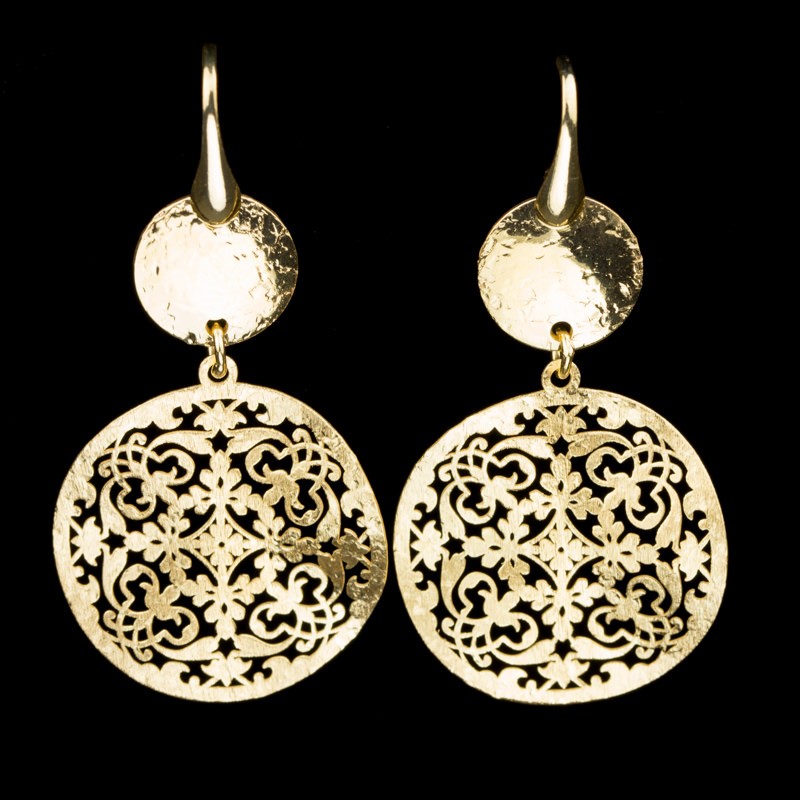 Gouden kort afhangende oorbellen, 18kt