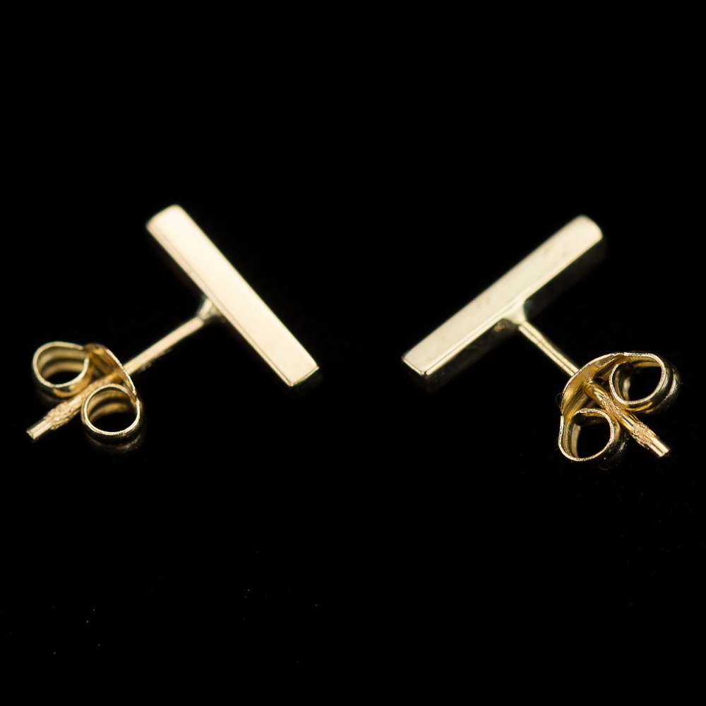 Gouden staafjes oorbellen, 18Kt
