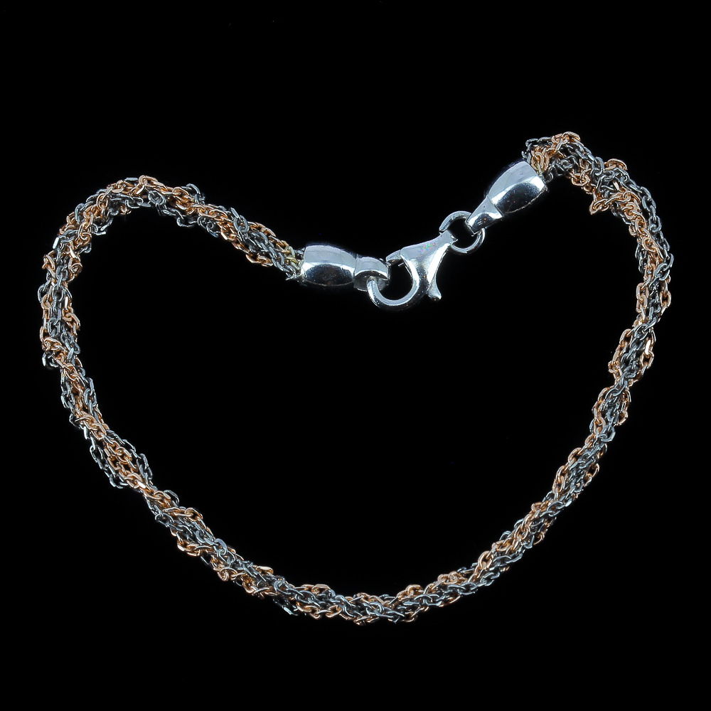 Verweven 2 kleurig armbandje, rose en grijs