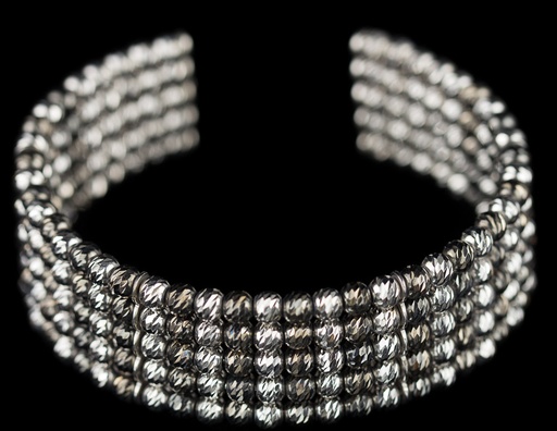 [BIZ0716002] Zilveren en grijze bolletjes slavenarmband