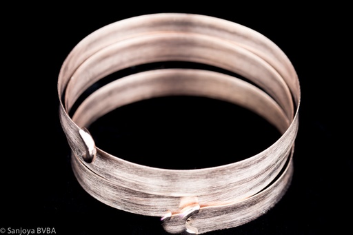 [ES0215003] Driedubbele rosé smalle slavenarmband