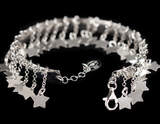 [ES0916001] Zilveren slavenarmband met sterretjes