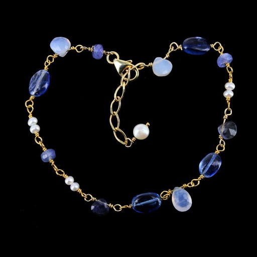 [IS1119002] Verguld armbandje met kleurstenen en parels