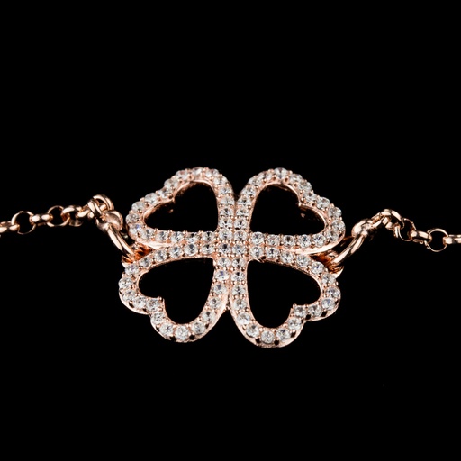 [OX0614014] Rosé armbandje met een klavertje vier