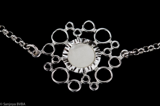 [SC0914006] Zilver armbandje met een parelmoeren cirkeltje