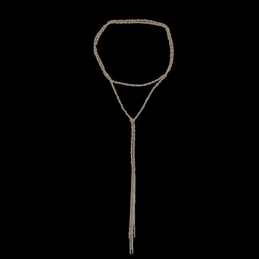 [BIZ112002] Dunne 2 kleurige sjaalketting, rosé en grijs
