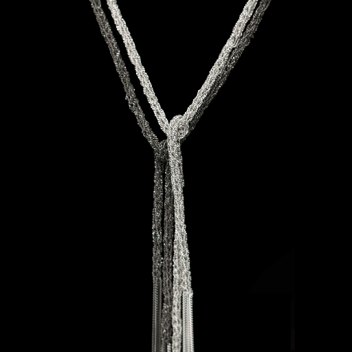 [BIZ1217004] Dunne zwart zilveren sjaalketting