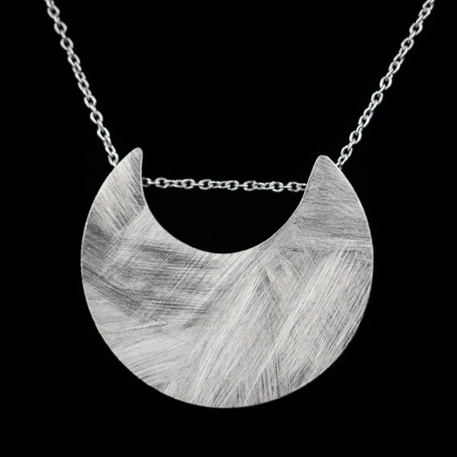 [DI0916006] Zilveren halve maan hanger met ketting