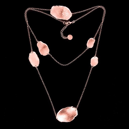 [ES0220001] Lange rosé ketting met ongehamerde ovale schakels