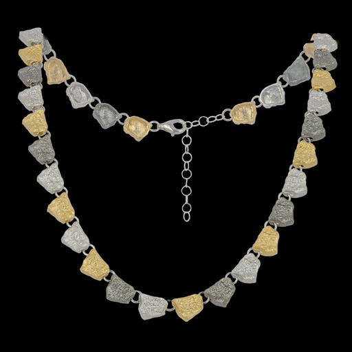 [L0622018] Schitterende driekleurige zilveren ketting/kleine steentjes