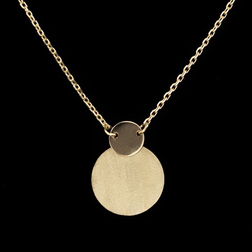 [NO0417001] Gouden ketting met 2 cirkeltjes als hanger, 18Kt