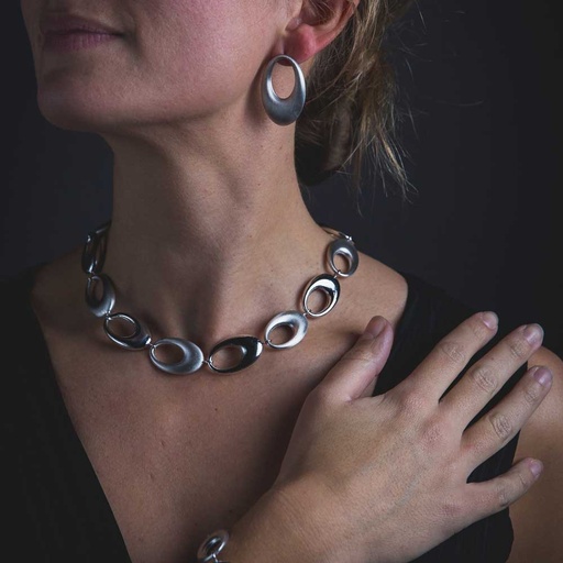 [OGI1218001] Zilveren ketting van ovale matte en gepolijste schakels