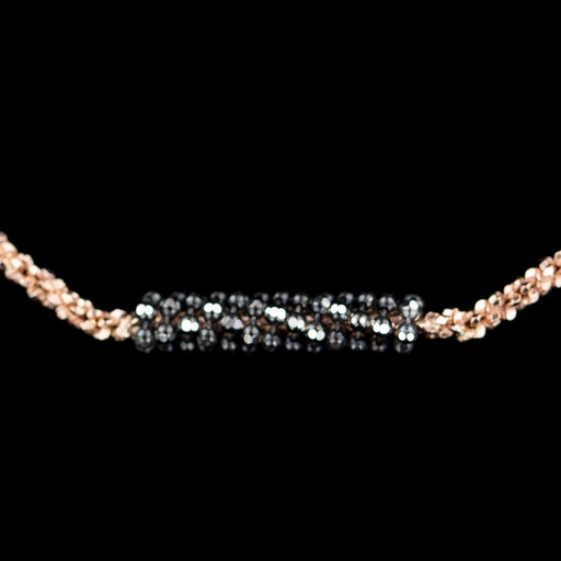 [OX0216010] Ketting van rosé met zwart fonkelend hangertje