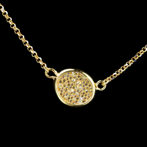[OX0718001] Korte Ketting van verguld zilver met fonkeling