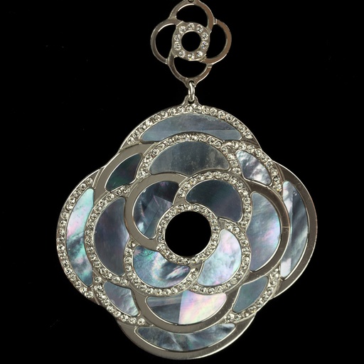 [SC0413049] Italiaanse fraai zilveren collier met bloemen bewerkt