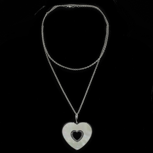 [SC0413061] Italiaanse zilveren schakelketting met hartvormige hanger