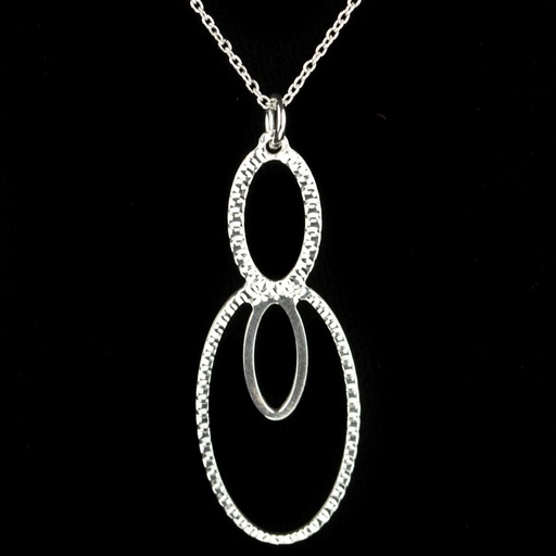[SC0515015] Zilveren ovalen hanger met ketting