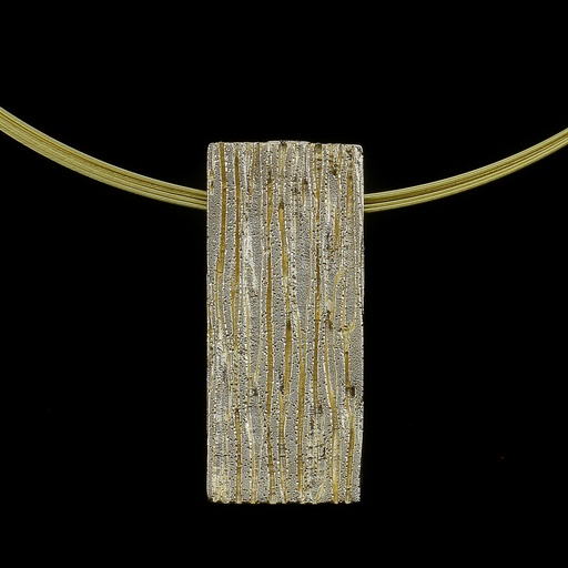 [L1121003G] Bewerkte gouden en langwerpige hanger, 18kt