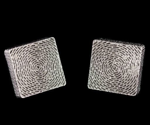 [EK1117006] Vierkantvormige oorbellen, zilver en bewerkt