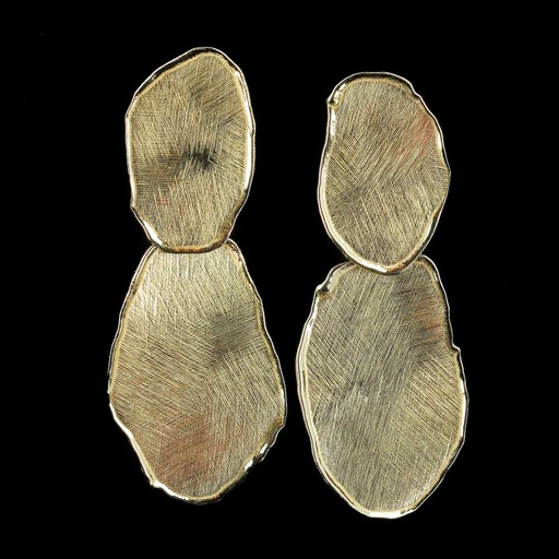 [ES1018003G] Gouden en ongehamerde ovalen oorbellen, 18kt