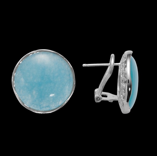 [L0322009] Zilveren ronde oorbellen met een blauwe quartz steen