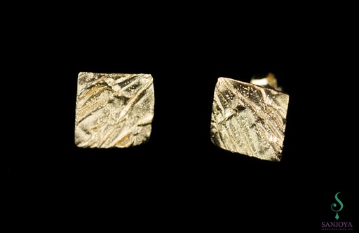 [L0421001] Schitterende mini vierkante oorbelletjes van verguld zilver