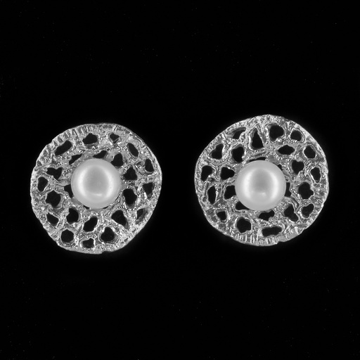[L0921001] Bewerkte zilveren oorbelletjes met een pareltje