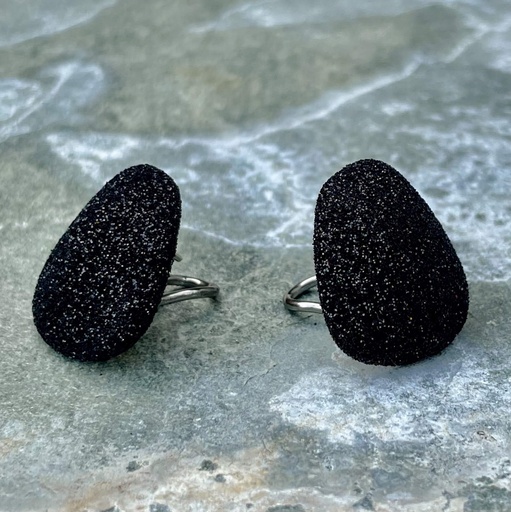 [L1021005] Schitterende zwarte oorbellen van zilver