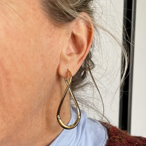 [MO122001] 14kt geel gouden en gepolijste infinity creolen Sanjoya