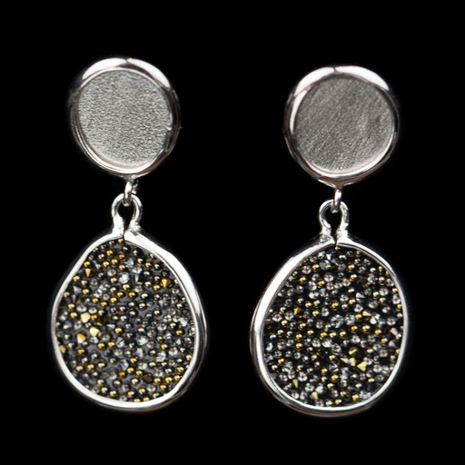 [OX0716001] Oorbellen van zilver en hematiet met stekersysteem