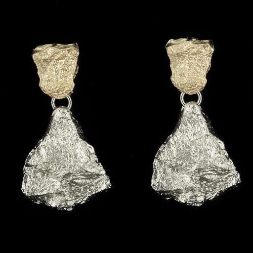 [PRE0619008] Zilver vergulde tweekleurige steenvormige oorbellen