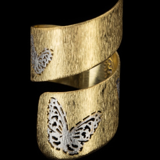 [ES0614004] Vergulde dubbele ring met vlinder