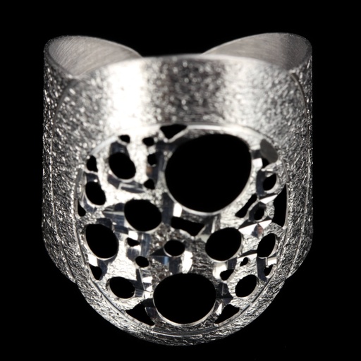 [SC0714012] Zilveren open ring met cirkels