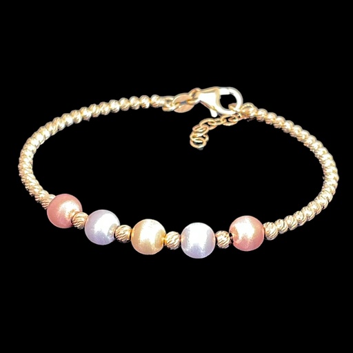 [BIZ1222002] 18kt gouden bolletjes armband met 3 kleuren