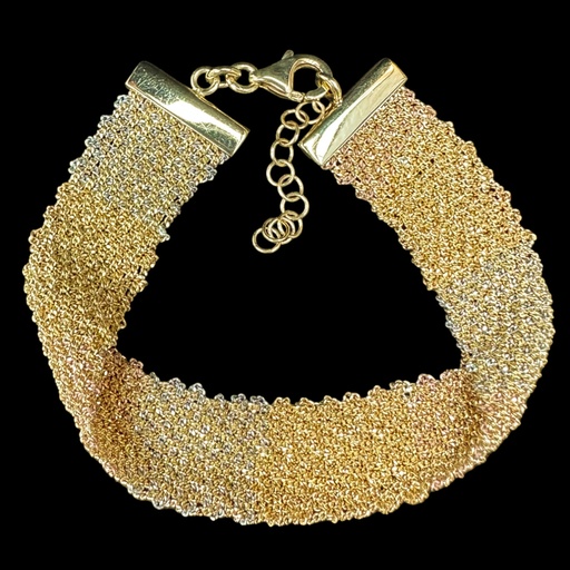 [IT0623002] Driekleurige vergulde armband van verweven kettinkjes