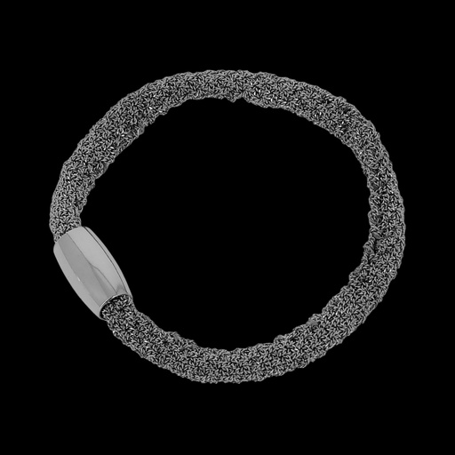Grijze bredere zilveren verweven armband