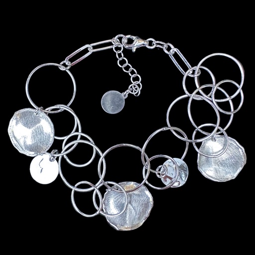 [ES0823018.17] Open en gesloten ronde zilveren schakelarmband