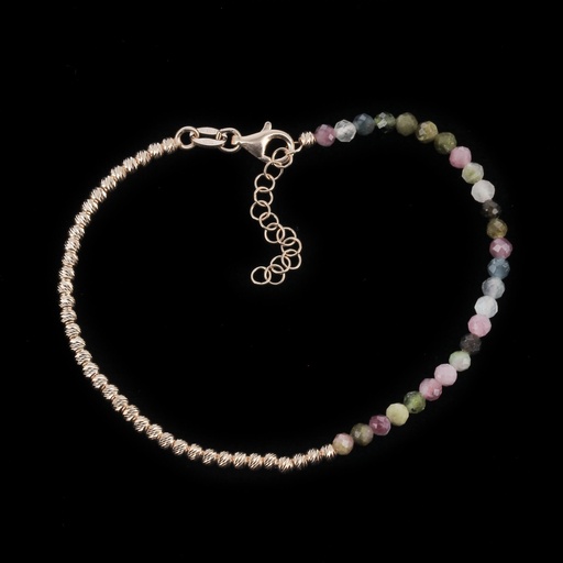 [BIZ0621003] Rosé armbandje 2,5 mm bolletjes met kleurstenen