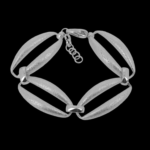 [L0224010] Schitterende zilveren en ovalen schakelarmband