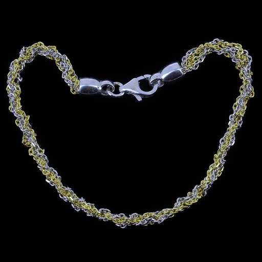 [BIZ102001] Tweekleurige verweven armband van zilver en verguld