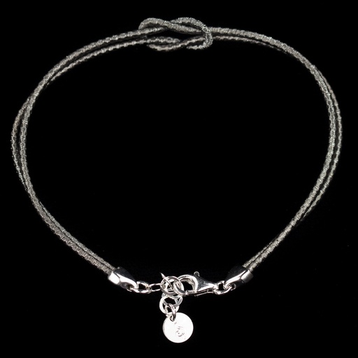 Verfijnd donkergrijs zilveren armbandje met knoop, 2mm