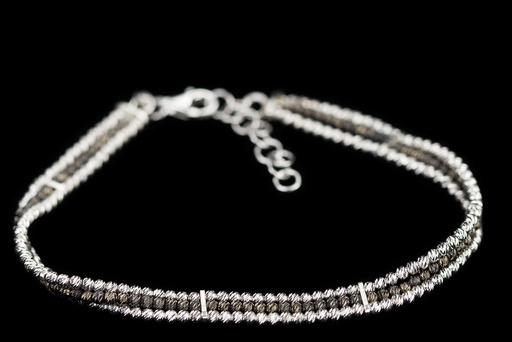 [BIZ0316001] Verfijnde armband van drie rijen zilver en zwart